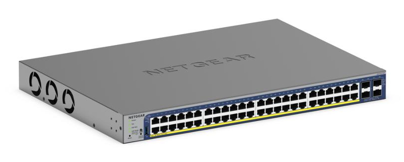 NETGEAR Managed Smart Switch PoE+ GS752TXPv3 48-Port GbE with Optional Remote/ Cloud Management & 4 SFP+ Port (380W PoE Budget)