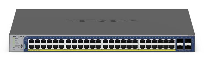 NETGEAR Managed Smart Switch PoE+ GS752TXPv3 48-Port GbE with Optional Remote/ Cloud Management & 4 SFP+ Port (380W PoE Budget)