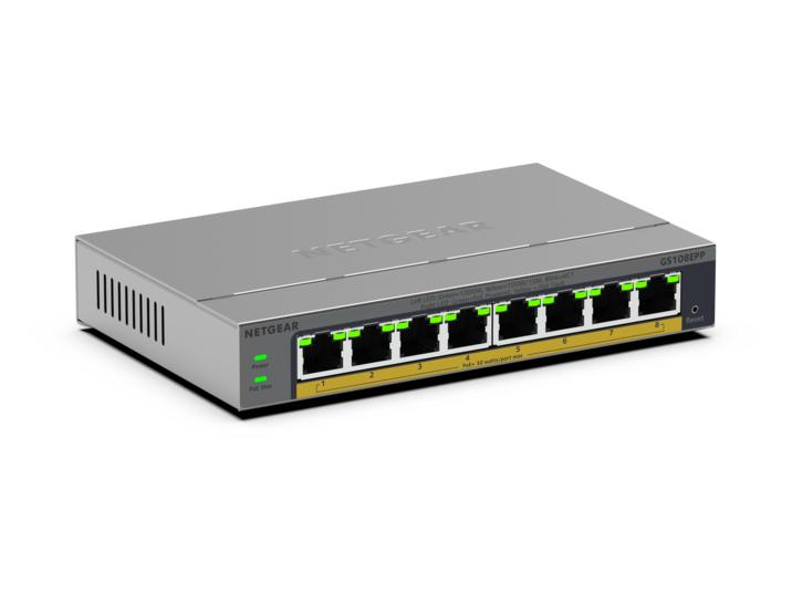 NETGEAR Unmanaged Easy Smart Switch High-Power PoE+ GS108EPP 8-Port GbE (123W)