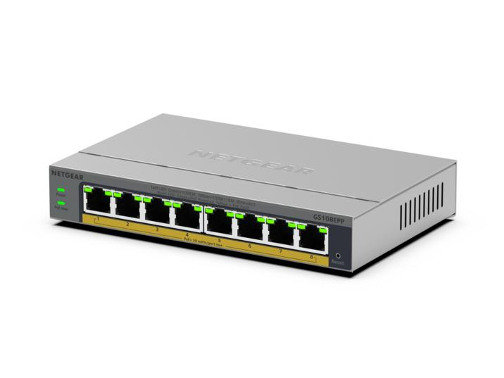 NETGEAR Unmanaged Easy Smart Switch High-Power PoE+ GS108EPP 8-Port GbE (123W)