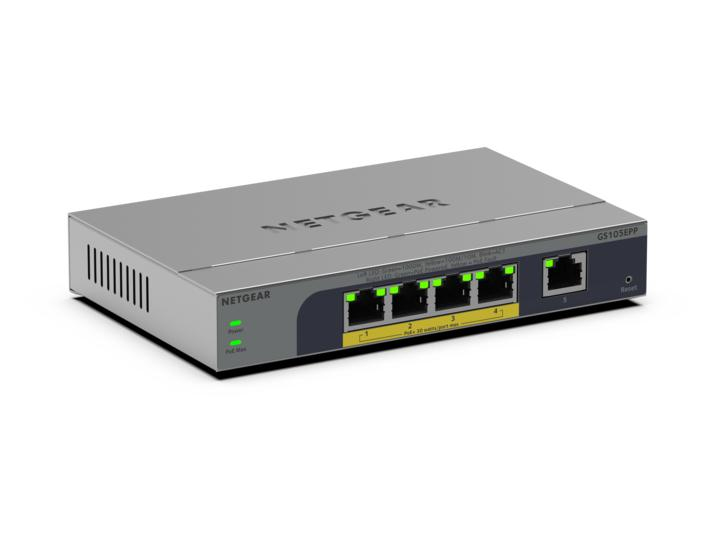 NETGEAR Unmanaged Easy Smart Switch High-Power PoE+ GS105EPP 5-Port GbE (120W)