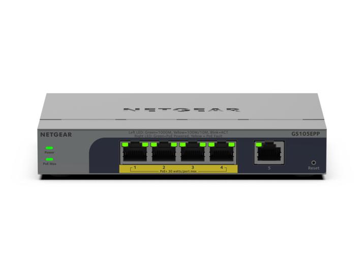 NETGEAR Unmanaged Easy Smart Switch High-Power PoE+ GS105EPP 5-Port GbE (120W)