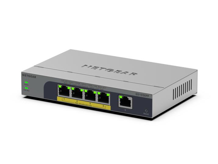 NETGEAR Unmanaged Easy Smart Switch High-Power PoE+ GS105EPP 5-Port GbE (120W)