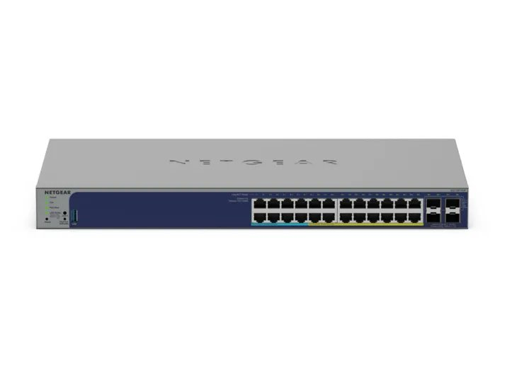 NETGEAR Managed Smart Switch PoE+/PoE++ GS728TXUP 24-Port GbE with optional Remote/Cloud Management and 4 SFP+ Ports (420W)