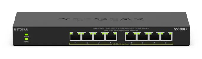 NETGEAR Unmanaged Essentials Switch PoE+ GS308LP - 8-Port GbE