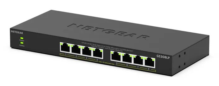 NETGEAR Unmanaged Essentials Switch PoE+ GS308LP - 8-Port GbE