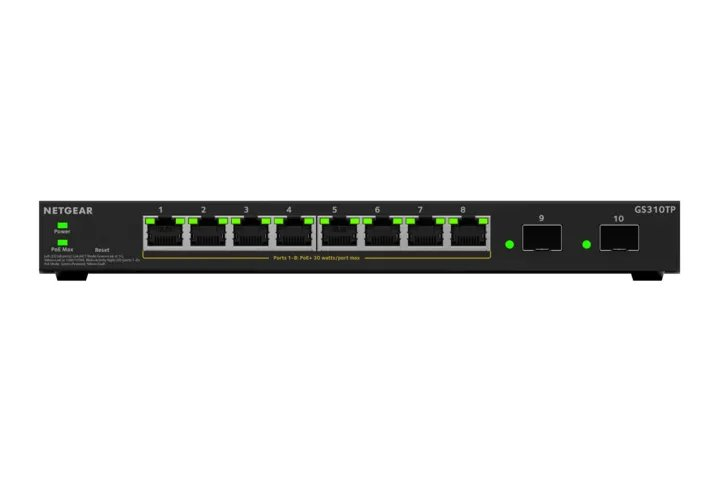 NETGEAR Managed Smart Essentials Switch PoE+ GS310TPv2 - 8-Port GbE with 2 Dedicated SFP Ports (55W)