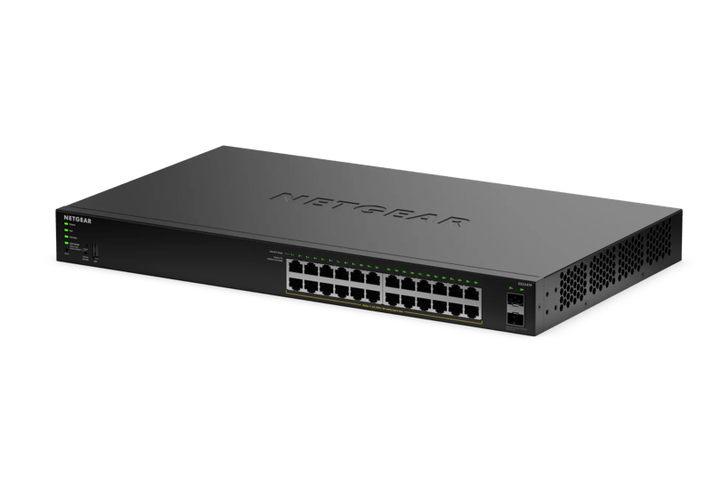 NETGEAR Managed Smart Essentials Switch PoE+ GS324TPv2 - 24-Port GbE with 2 Dedicated SFP Ports (190W)