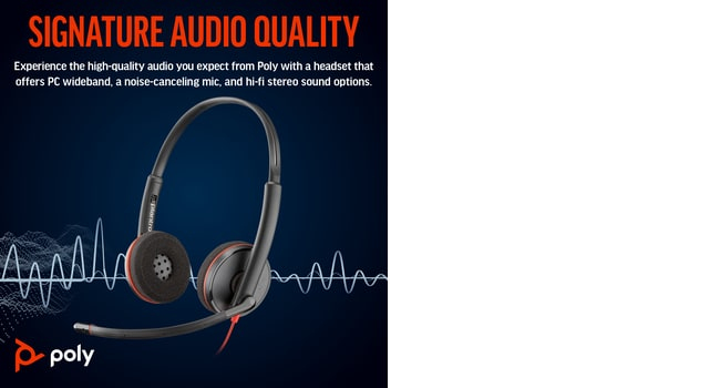 HP Headset Blackwire 3220 - Stereo - USB-c + USB-C/A Adaptor
