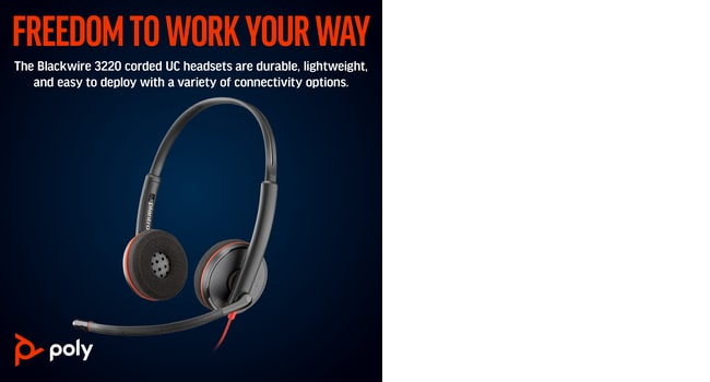HP Headset Blackwire 3220 - Stereo - USB-c + USB-C/A Adaptor