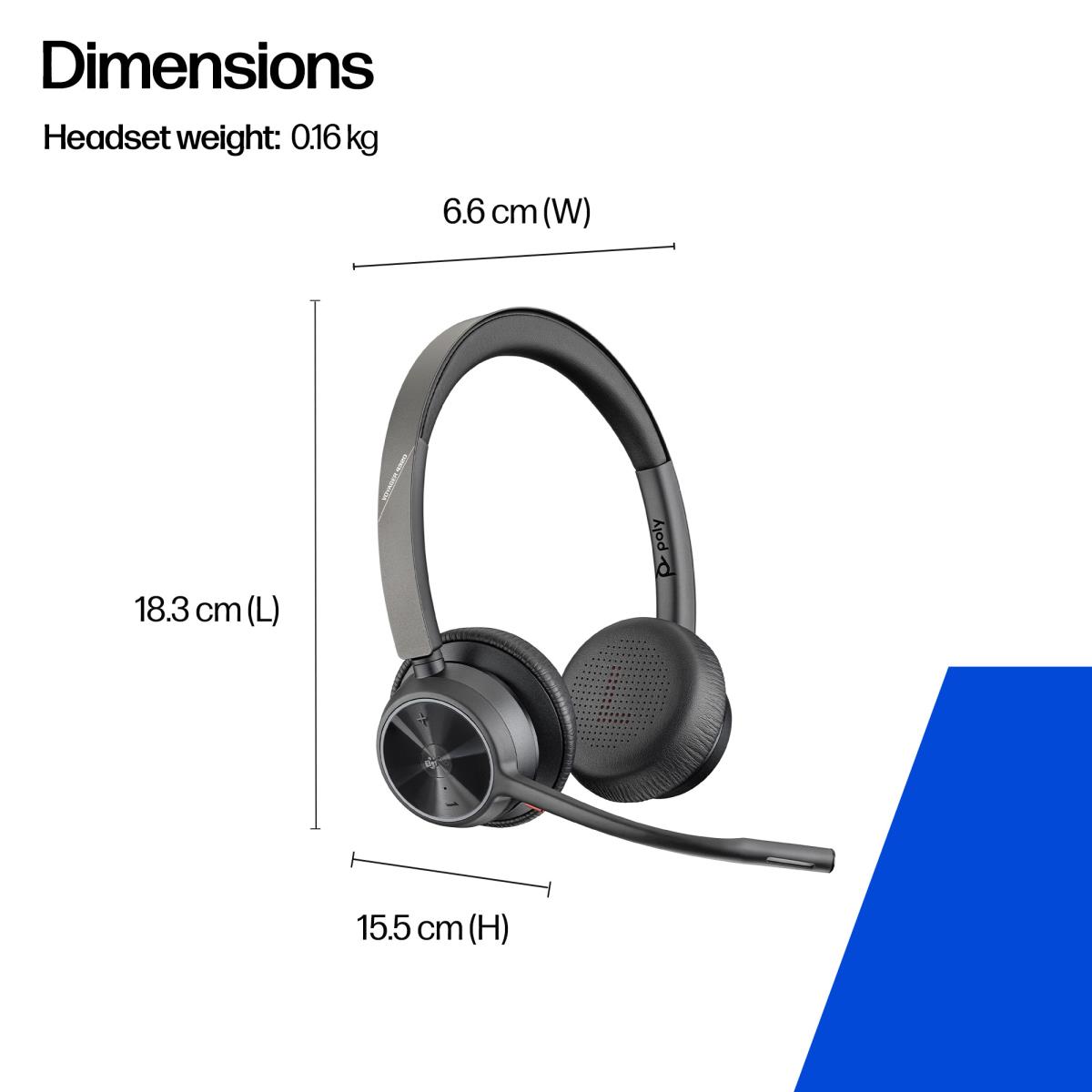 HP Headset Voyager 4320 Microsoft Teams Certified - Stereo - USB-C Bluetooth - Without Charge Stand