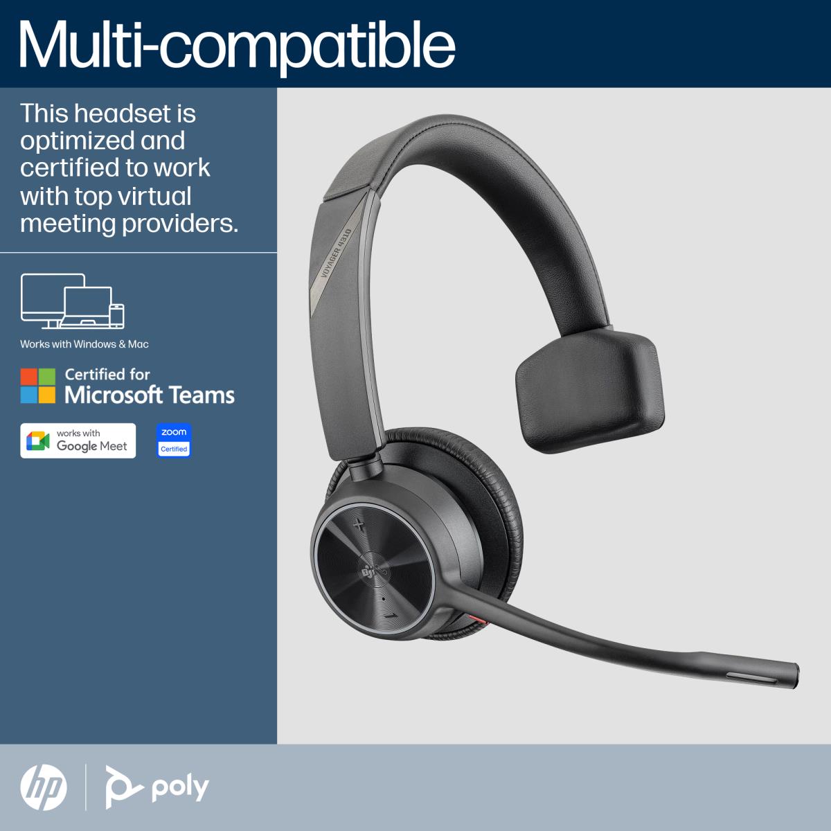 HP Headset Voyager 4310 Uc Microsoft - Mono - USB-a Bluetooth With Charge Stand