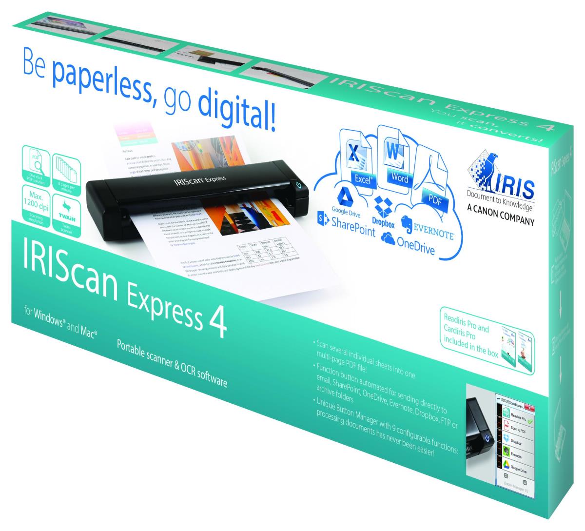 IRIS Iriscan Express 4 Portable Sheet Feed USB Scanner