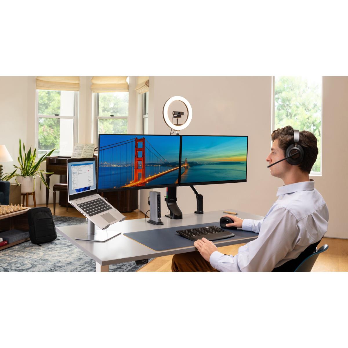 KENSINGTON Monitor Mount - Smartfit - Desk - 2 Monitor - Tilt/swivel/rotate - Up To 27in - Black