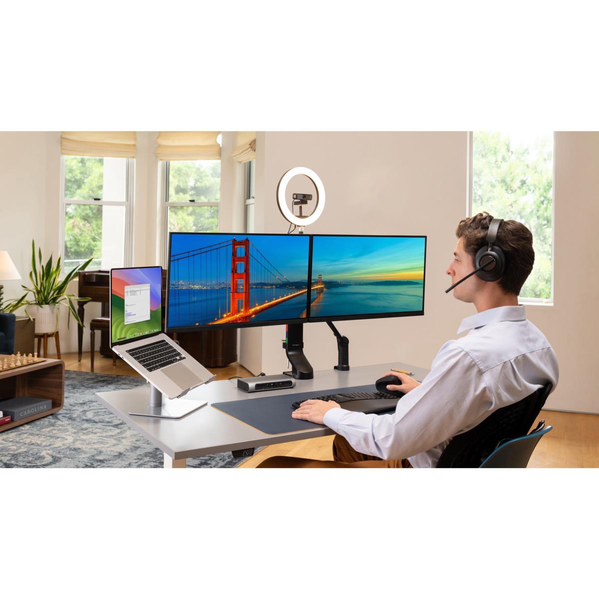 KENSINGTON Monitor Mount - Smartfit - Desk - 2 Monitor - Tilt/swivel/rotate - Up To 27in - Black