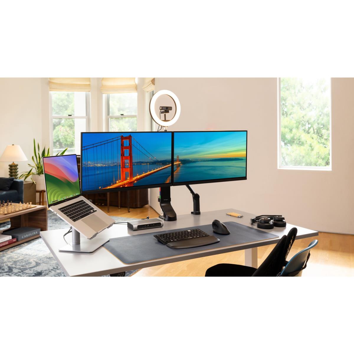 KENSINGTON Monitor Mount - Smartfit - Desk - 2 Monitor - Tilt/swivel/rotate - Up To 27in - Black