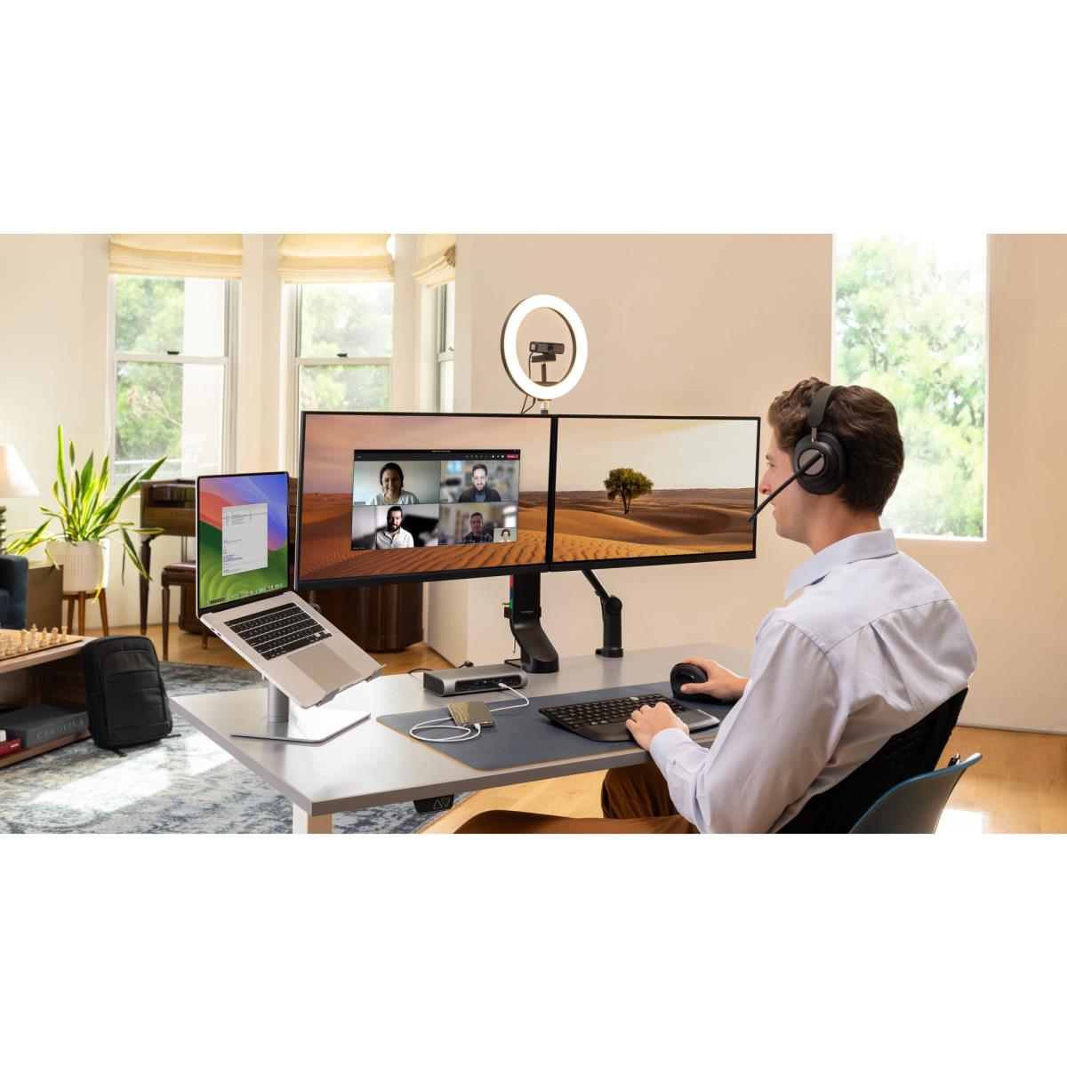 KENSINGTON Monitor Mount - Smartfit - Desk - 2 Monitor - Tilt/swivel/rotate - Up To 27in - Black