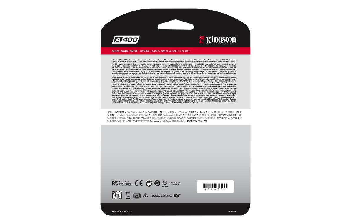 KINGSTON SSD - A400 - 480GB - 2.5in - SATA 3 (6gb/s)