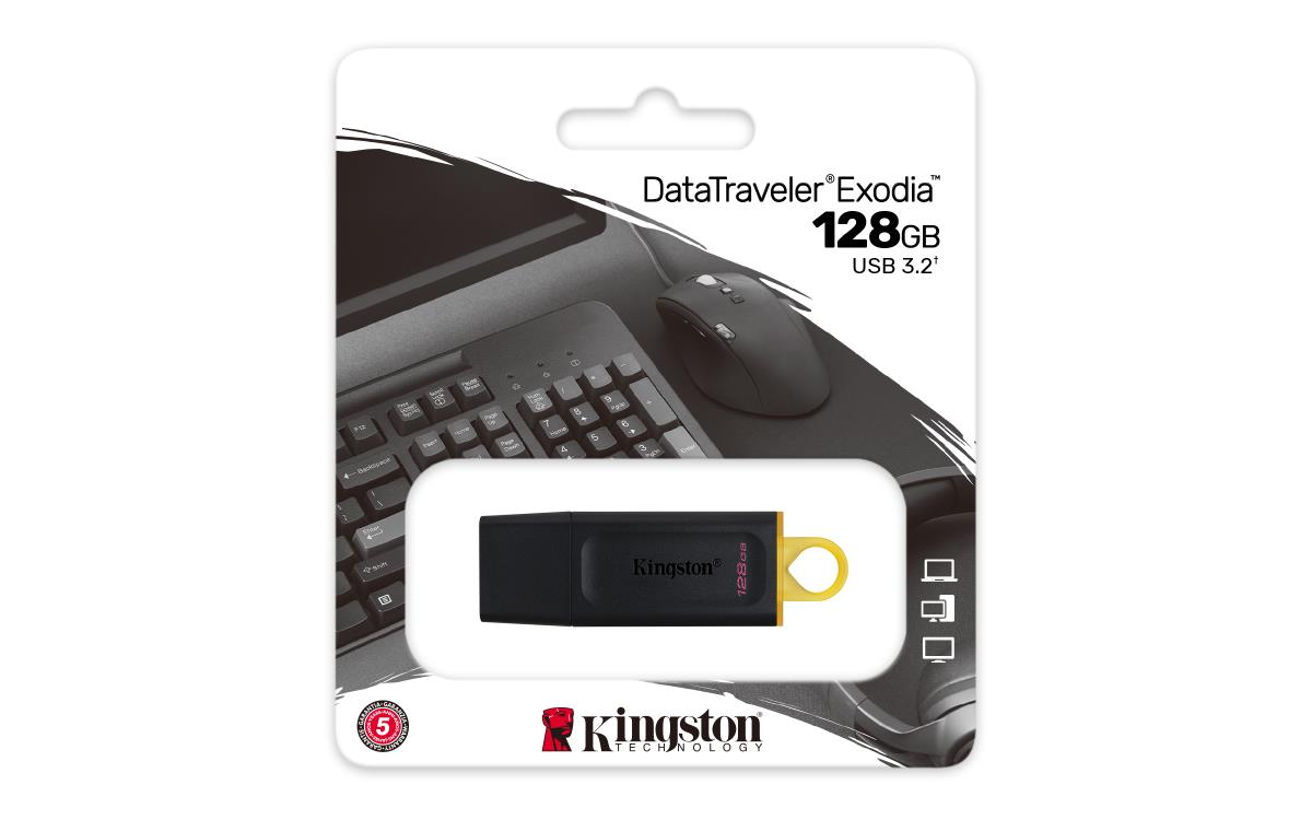 KINGSTON Datatraveler Exodia - 128GB USB Stick - USB 3.2 - Black + Yellow