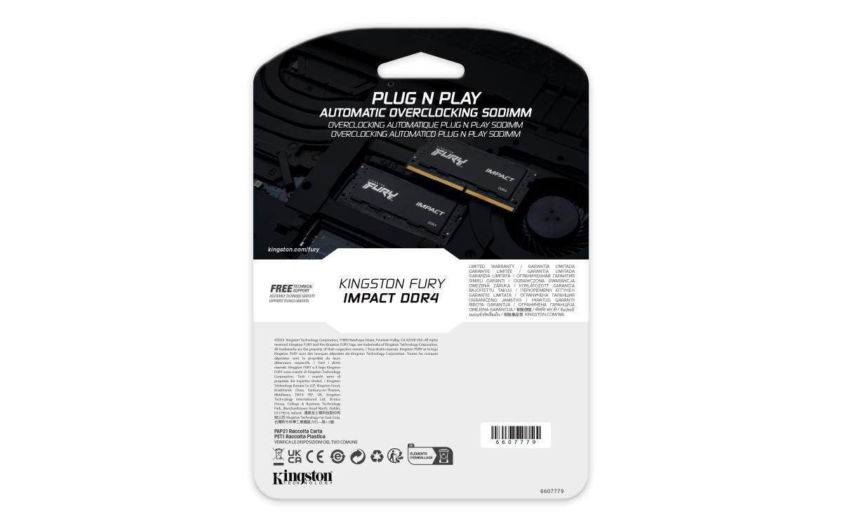 KINGSTON 32GB Ddr4-3200MHz Cl20 SoDIMM Fury Impact