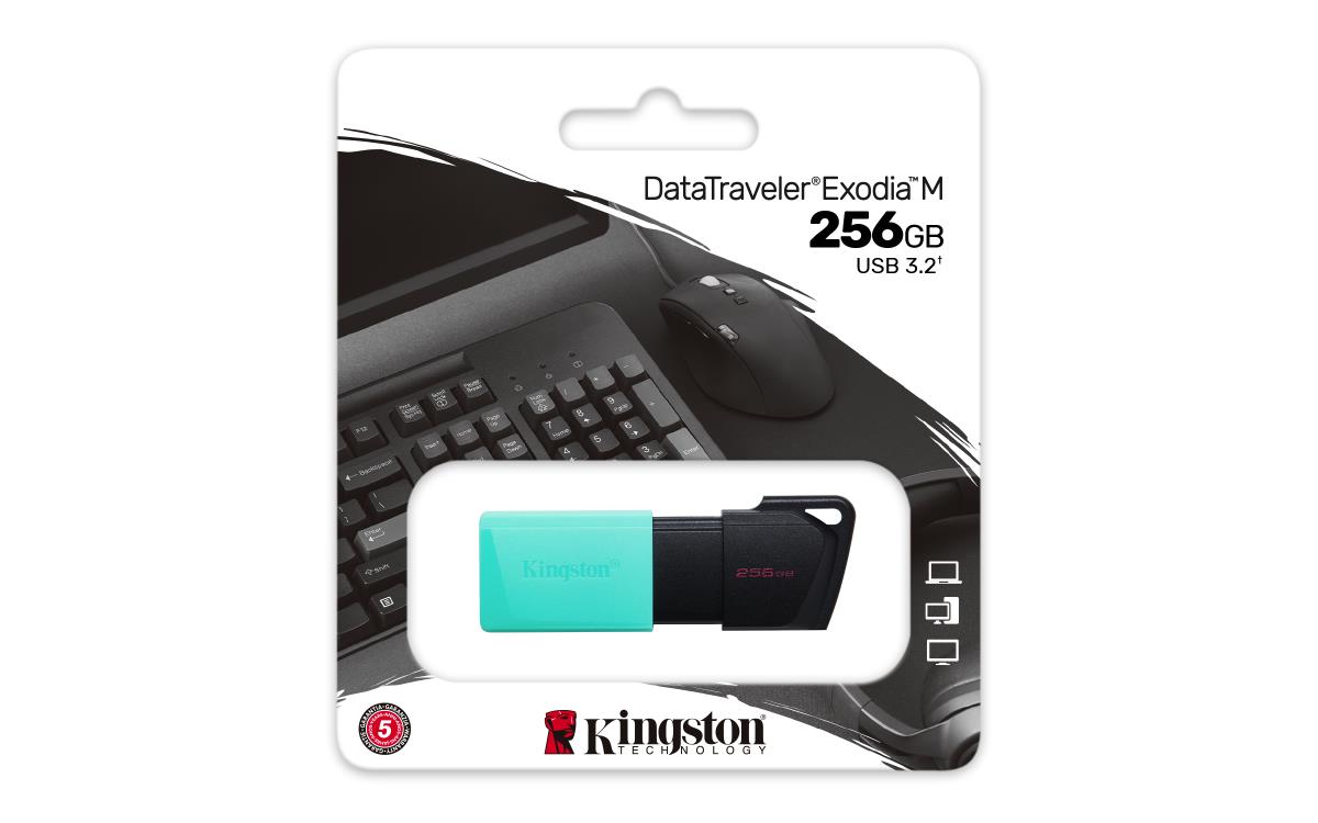KINGSTON Datatraveler Exodia M - 256GB USB Stick - USB 3.2 - Black + Teal