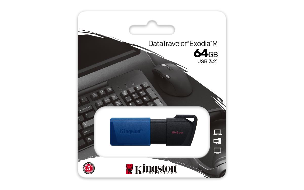 KINGSTON Datatraveler Exodia M - 64GB USB Stick - USB 3.2 - Black + Blue