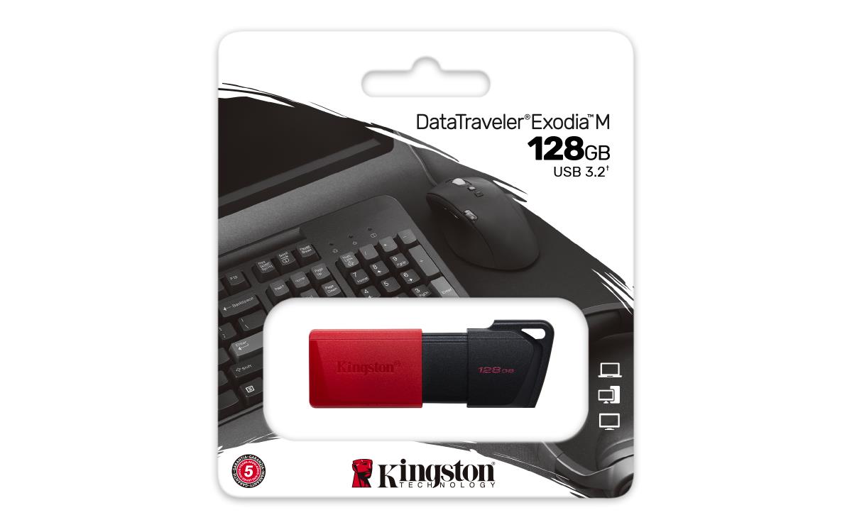 KINGSTON Datatraveler Exodia M - 128GB USB Stick - USB 3.2 - Black + Red