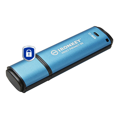 KINGSTON Ironkey Vault Privacy 50 - 128GB USB Stick - USB 3.2 - Aes 256-bit Encrypted