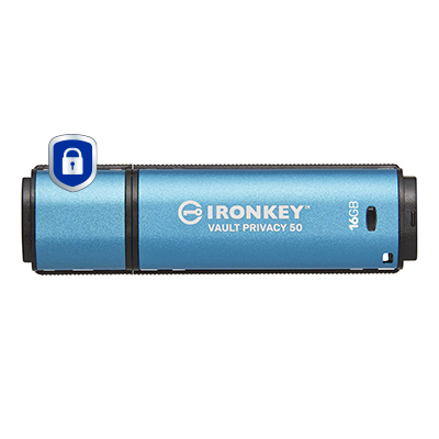 KINGSTON Ironkey Vault Privacy 50 - 16GB USB Stick - USB 3.2 - Aes 256-bit Encrypted