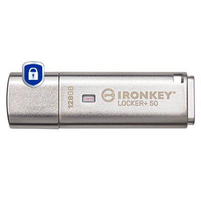 KINGSTON Ironkey Locker+ 50 - 128GB USB Stick - USB 3.2 - Aes 256-bit Encrypted