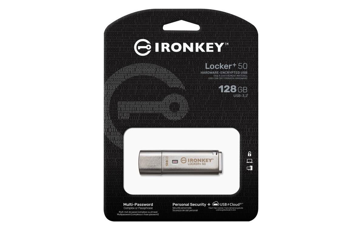 KINGSTON Ironkey Locker+ 50 - 128GB USB Stick - USB 3.2 - Aes 256-bit Encrypted