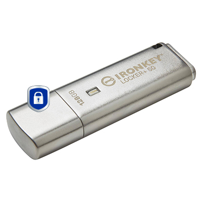KINGSTON Ironkey Locker+ 50 - 128GB USB Stick - USB 3.2 - Aes 256-bit Encrypted