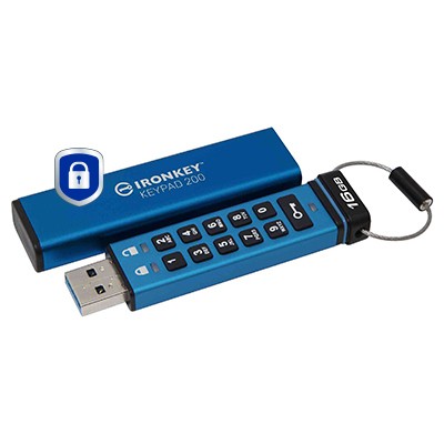 KINGSTON Ironkey Keypad 200 - 16GB USB Stick - USB 3.2 - FIPS 140-3 Level 3 (pending) With Aes 256-bit Encrypted