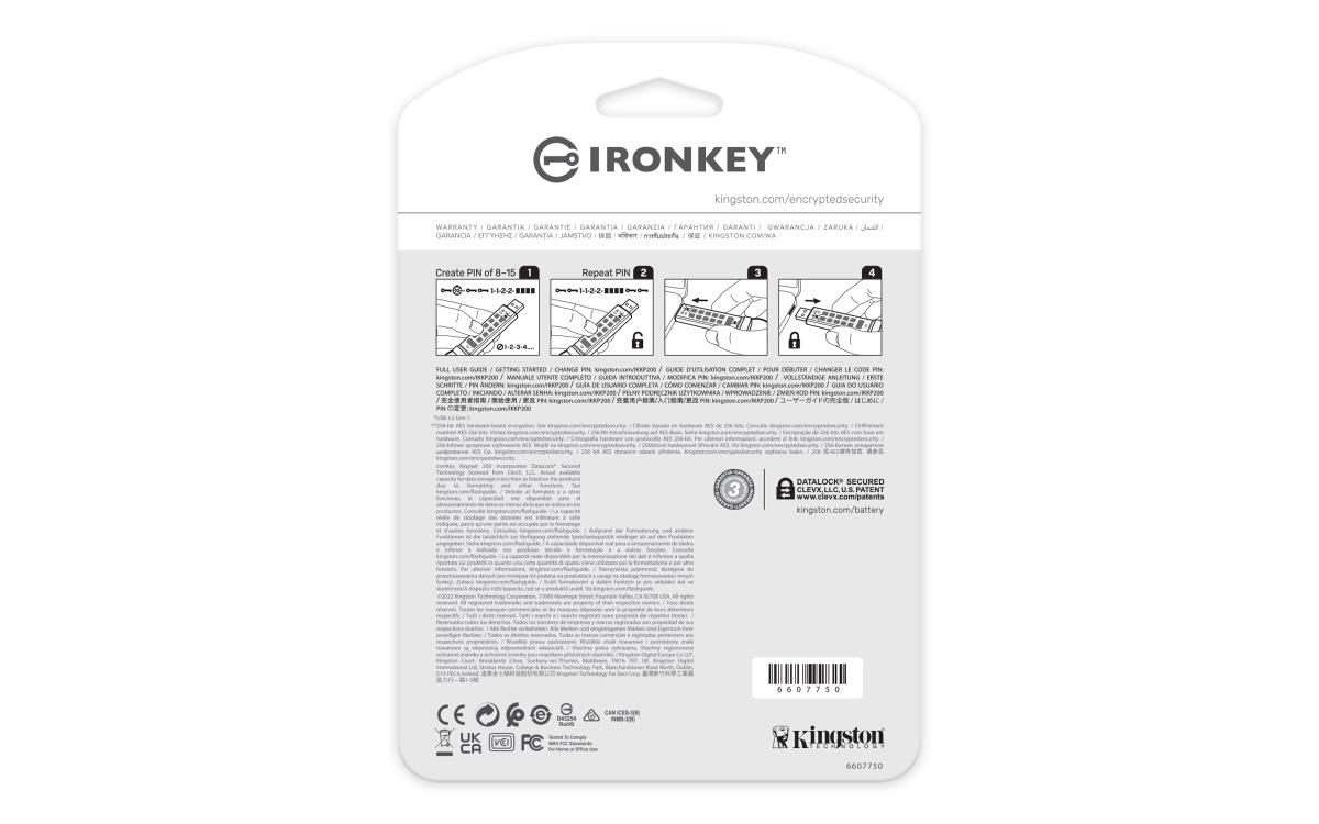 KINGSTON Ironkey Keypad 200 - 64GB USB Stick - USB 3.2 - FIPS 140-3 Level 3 (pending) With Aes 256-bit Encrypted
