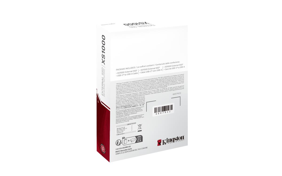 KINGSTON SSD - Xs1000 Portable Drive - 2TB - USB 3.2 Gen 2 - Black