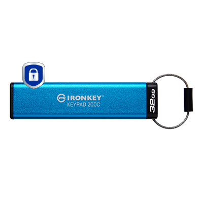KINGSTON Ironkey Keypad 200c - 32GB USB Stick - USB 3.2 / USB-c - FIPS 140-3 Level 3 (pending) - Aes 256-bit Encrypted