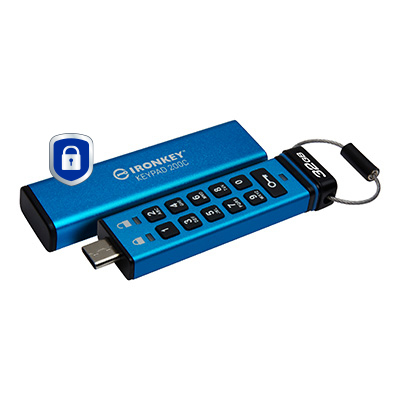 KINGSTON Ironkey Keypad 200c - 32GB USB Stick - USB 3.2 / USB-c - FIPS 140-3 Level 3 (pending) - Aes 256-bit Encrypted
