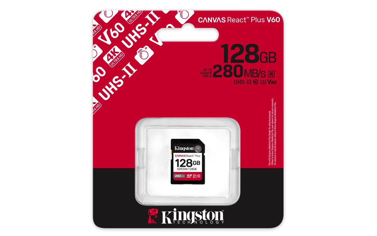 KINGSTON Sdxc Card - Canvas React Plus - 128GB - Uhs-ll U3 V60