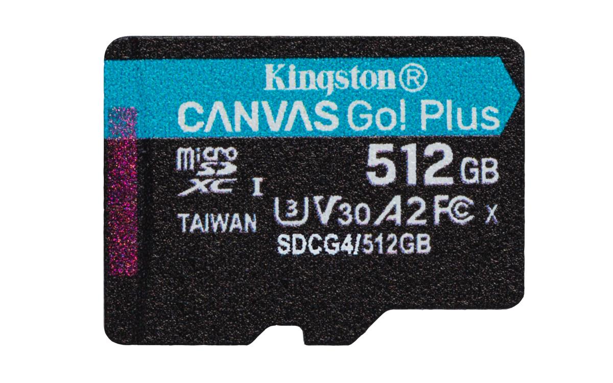 KINGSTON Micro Sdxc Card - Canvas Go Plus  - 512GB - Cl10 - Uhs-l A2 U3 With Adapter