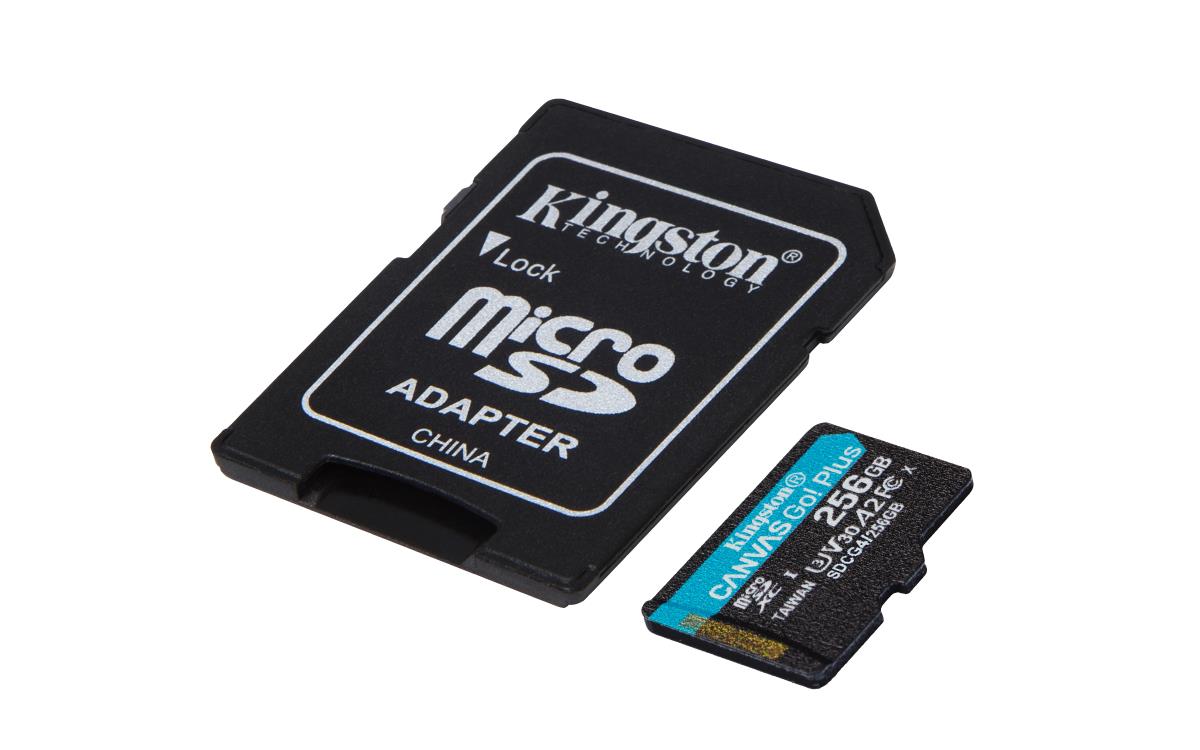 KINGSTON Micro Sdxc Card - Canvas Go Plus  - 256GB - Cl10 - Uhs-l A2 U3 With Adapter