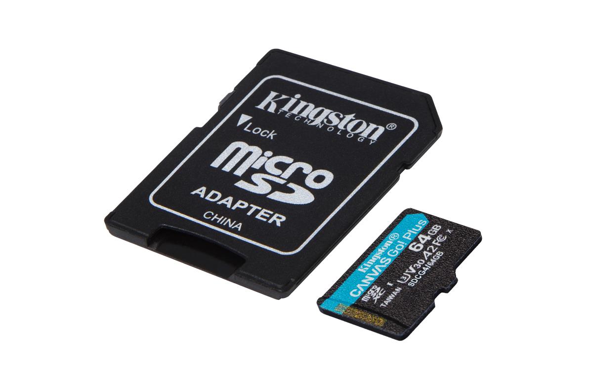 KINGSTON Micro Sdxc Card - Canvas Go Plus  - 64GB - Cl10 - Uhs-l A2 U3 With Adapter