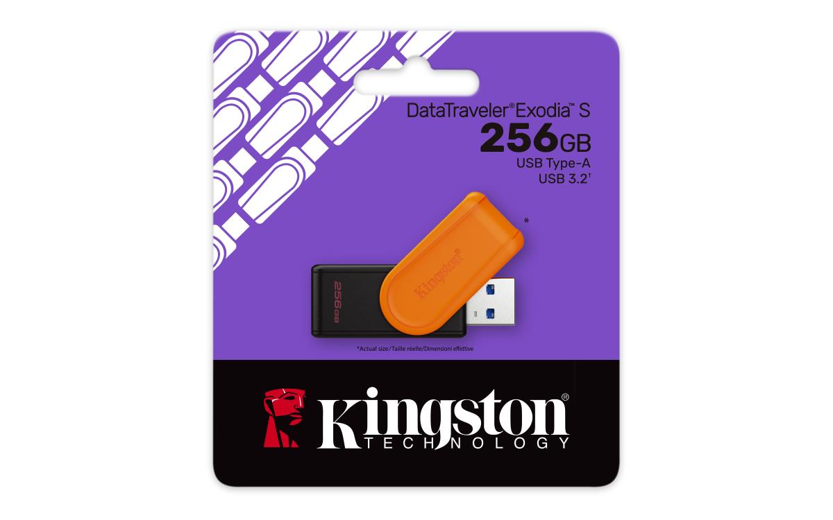 KINGSTON Datatraveler Exodia S - 256GB USB Stick - USB 3.2 - Black / Orange