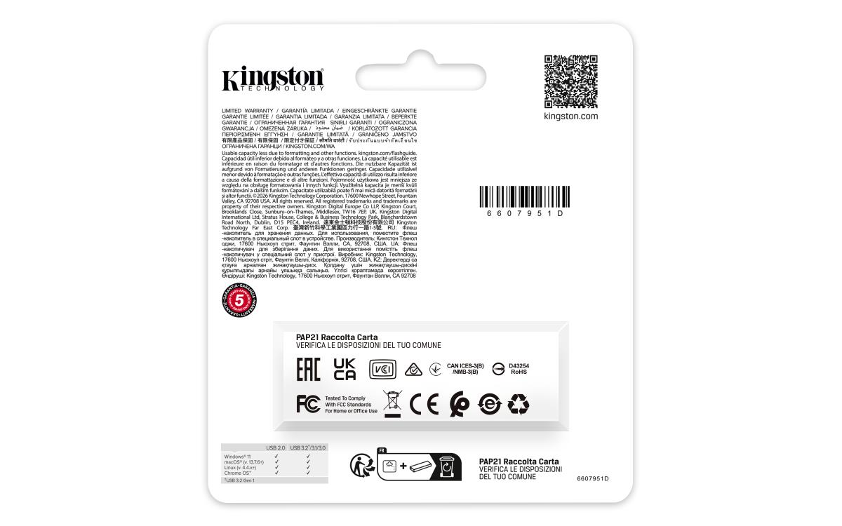 KINGSTON Datatraveler Exodia S - 256GB USB Stick - USB 3.2 - Black / Orange