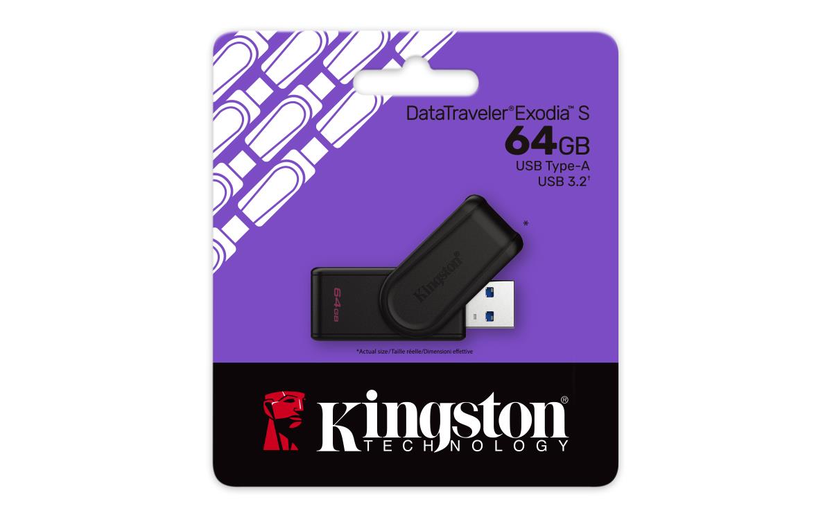KINGSTON Datatraveler Exodia S - 64GB USB Stick - USB 3.2 - Black / Black