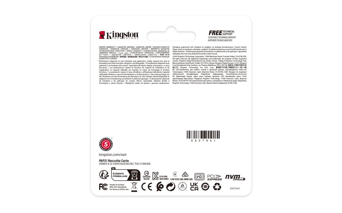 KINGSTON SSD - Nv3 - 500GB - Pci-e 4.0 X4 Nvme - M.2 2230