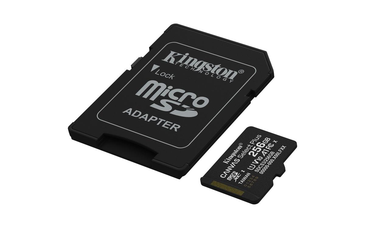 KINGSTON Micro Sdxc Card - Canvas Select Plus - 256GB - Uhs-i U1/u3 Video Class 10/30 A1 With Adapter