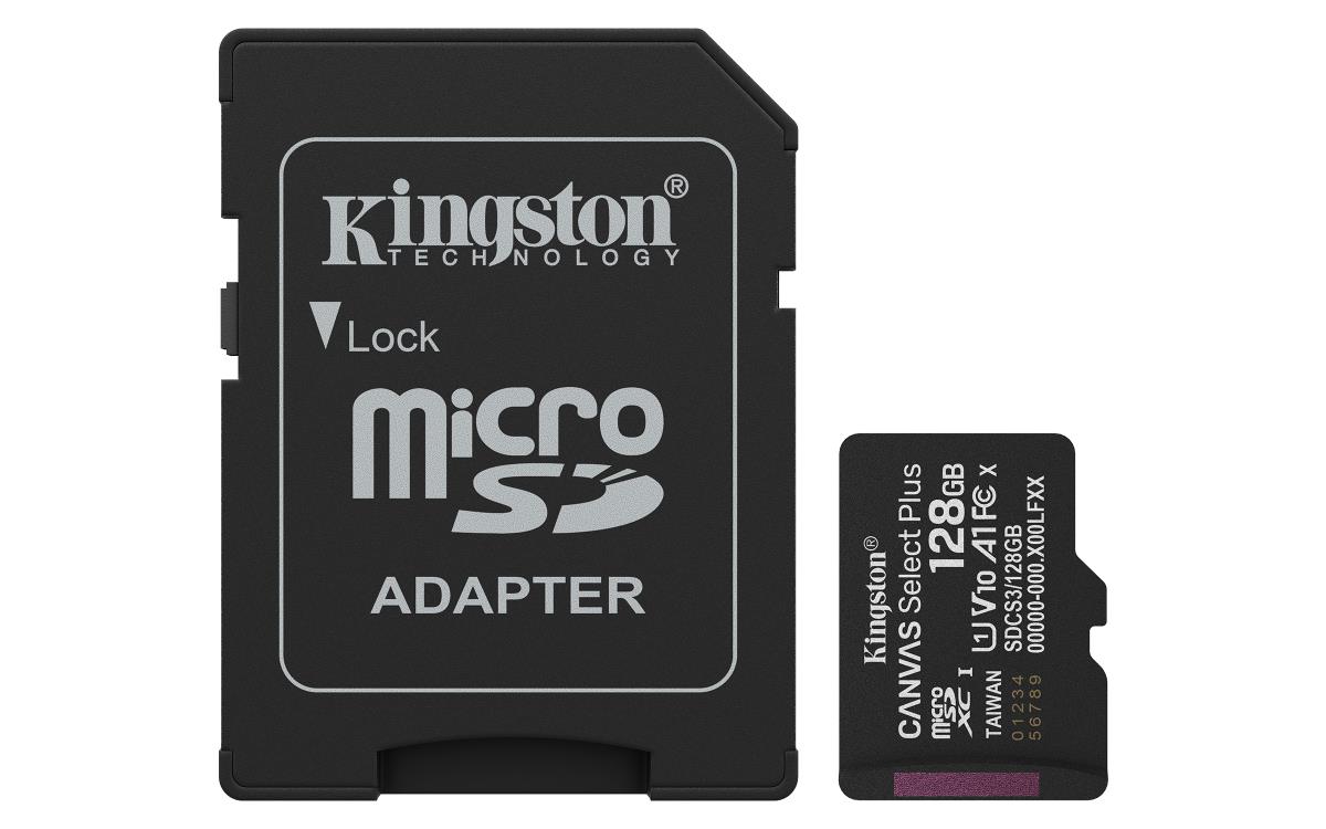 KINGSTON Micro Sdxc Card - Canvas Select Plus - 128GB - Uhs-i U1/u3 Video Class 10/30 A1 With Adapter