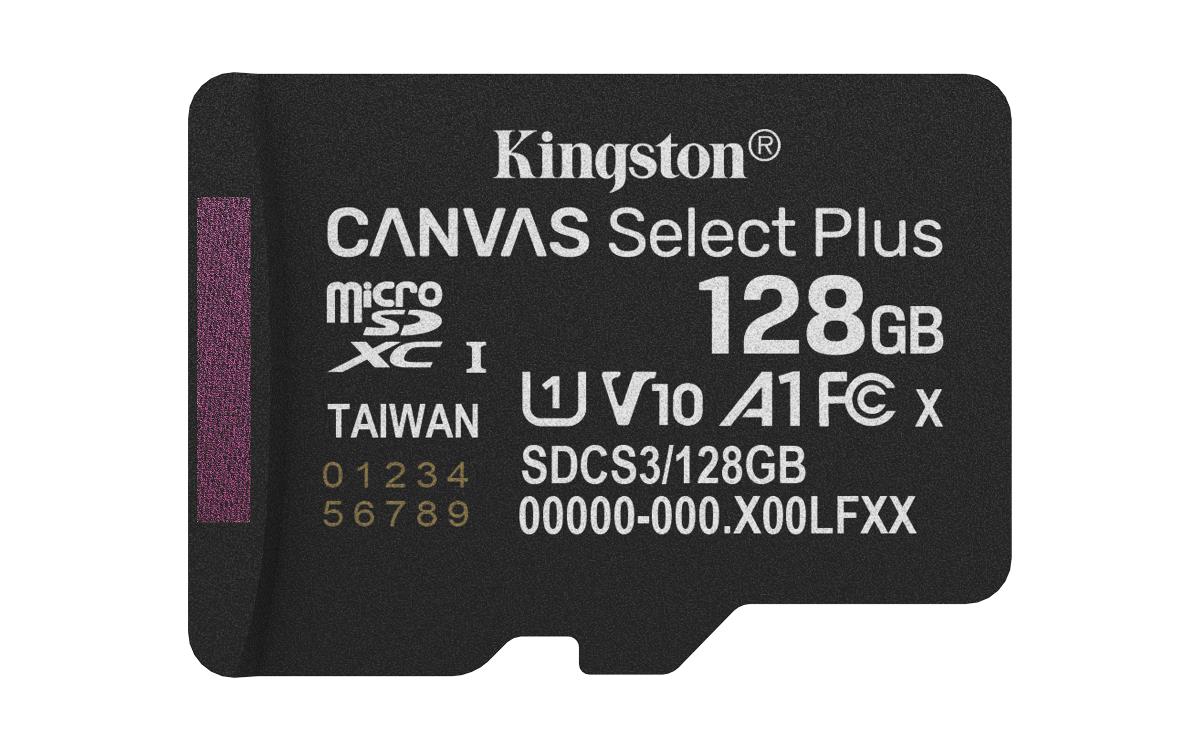KINGSTON Micro Sdxc Card - Canvas Select Plus - 128GB - Uhs-i U1/u3 Video Class 10/30 A1 With Adapter
