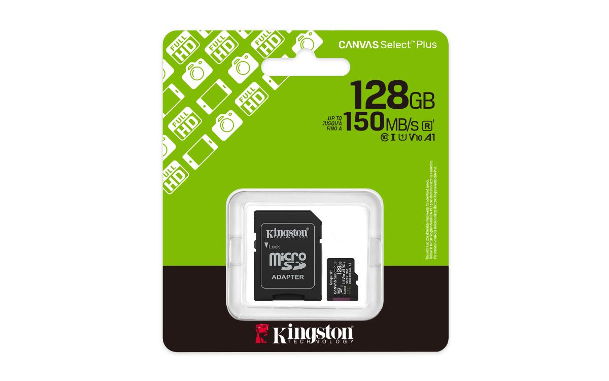 KINGSTON Micro Sdxc Card - Canvas Select Plus - 128GB - Uhs-i U1/u3 Video Class 10/30 A1 With Adapter