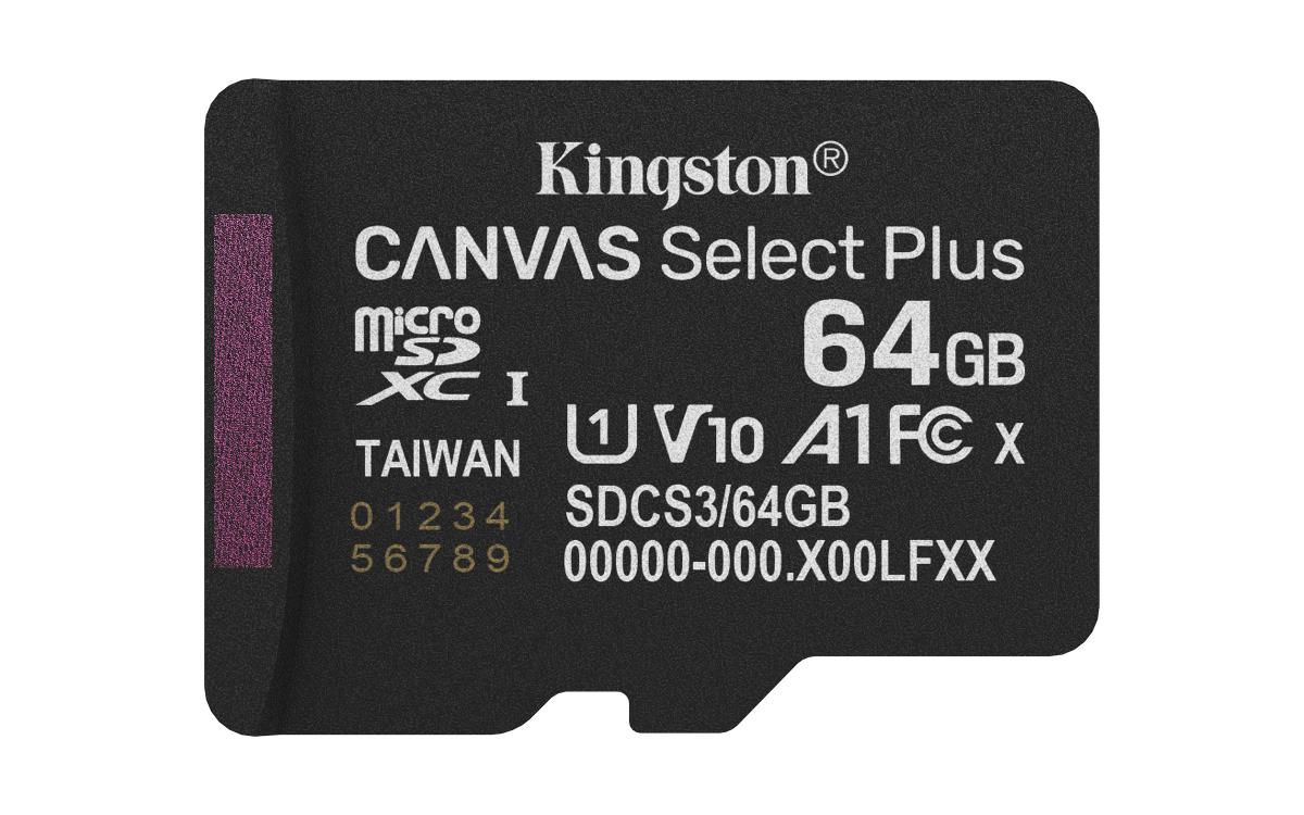 KINGSTON Micro Sdxc Card - Canvas Select Plus - 64GB - Uhs-i U1/u3 Video Class 10/30 A1 With Adapter